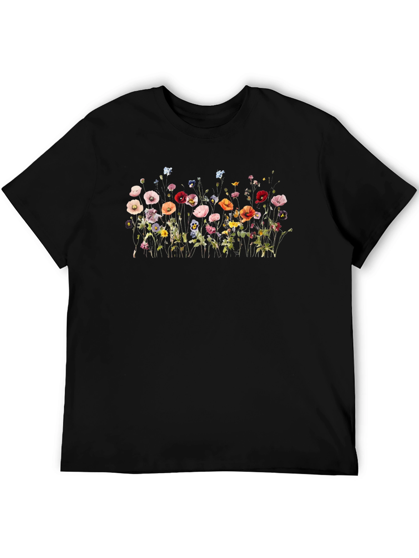 Floral Print Black T-Shirt
