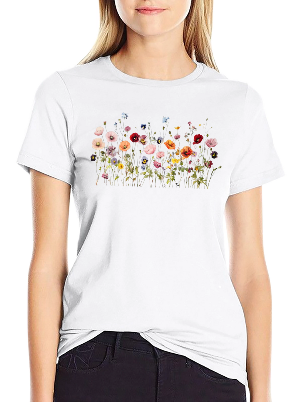 Floral Print Black T-Shirt