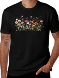 Floral Print Black T-Shirt
