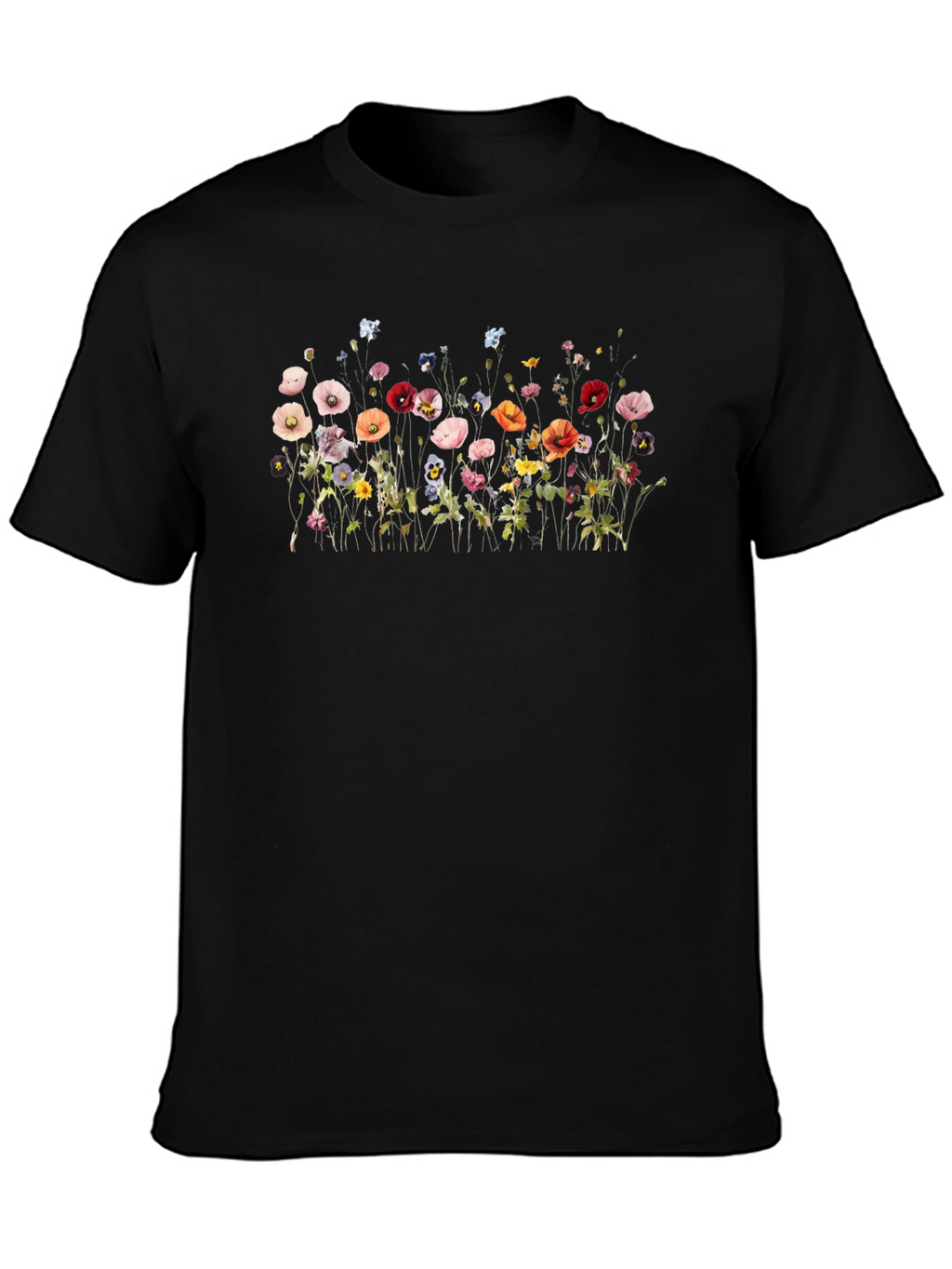 Floral Print Black T-Shirt
