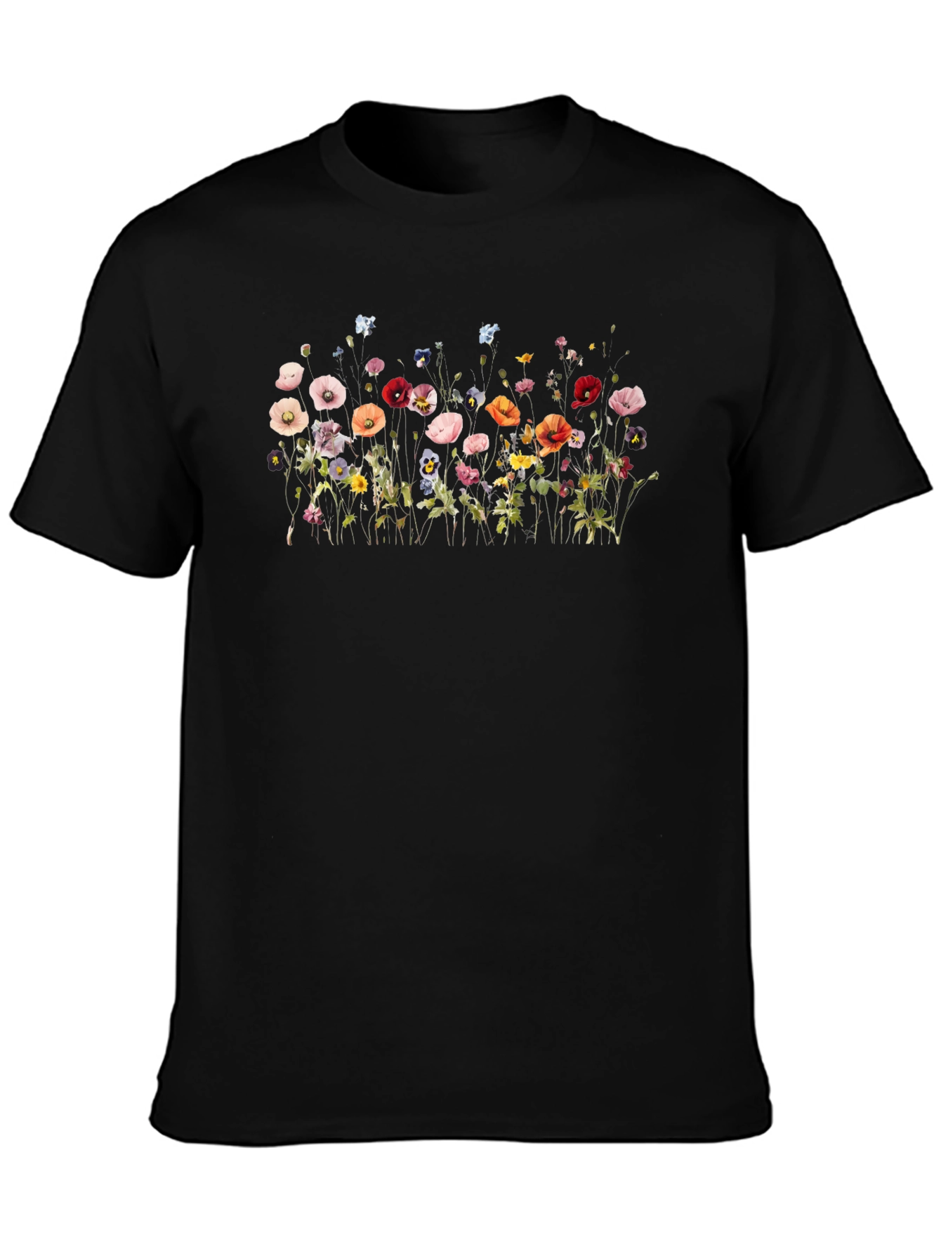 Floral Print Black T-Shirt