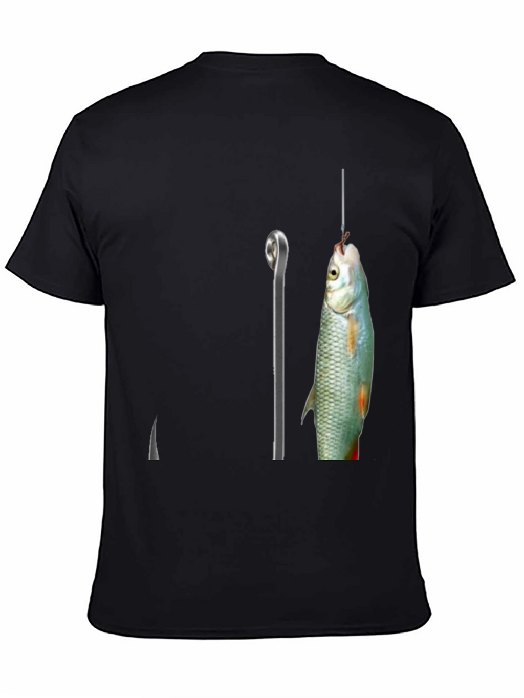 Fishing Hook Graphic Tee - Black Cotton Blend T-Shirt