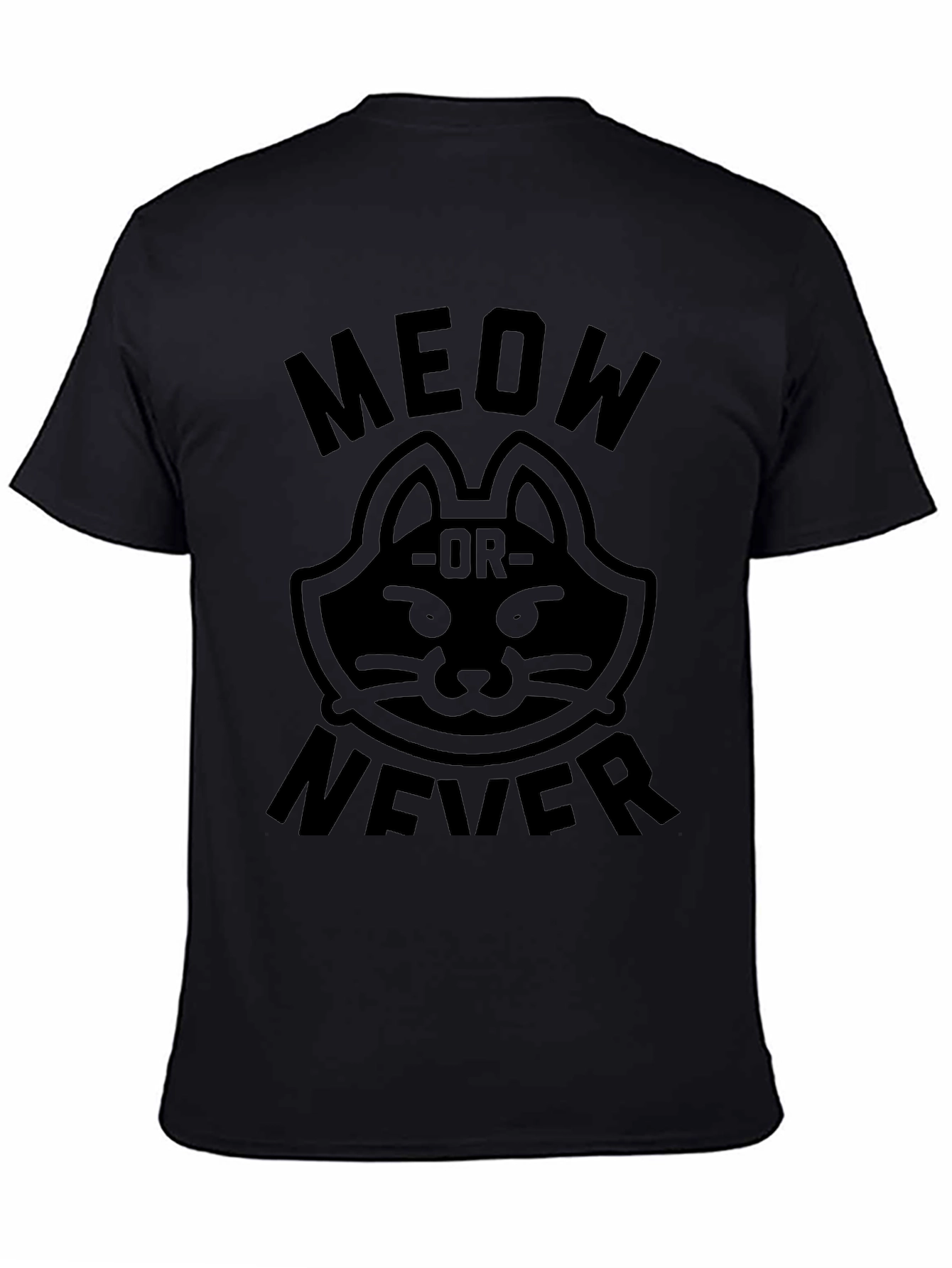 Meow or Never Graphic Tee - Black Cat Shirt