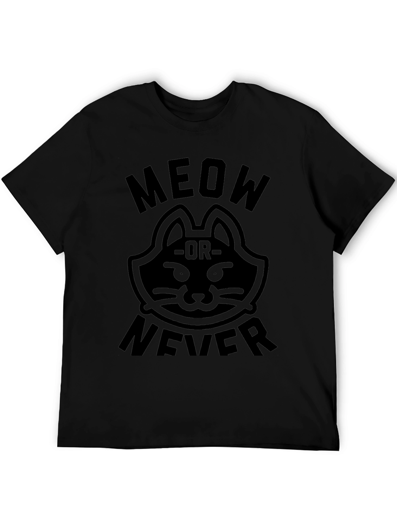 Meow or Never Graphic Tee - Black Cat Shirt