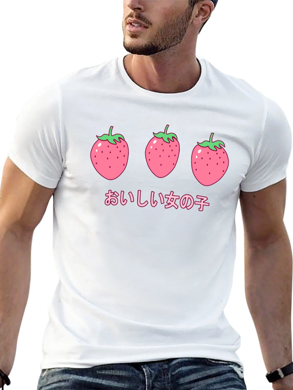 Strawberry Anime Graphic Black T-Shirt