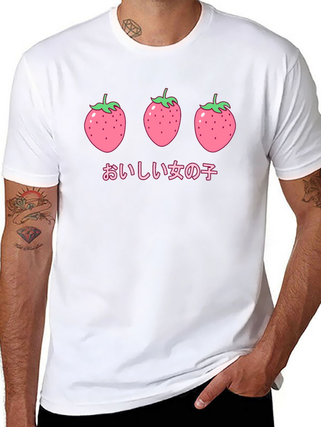 Strawberry Anime Graphic Black T-Shirt