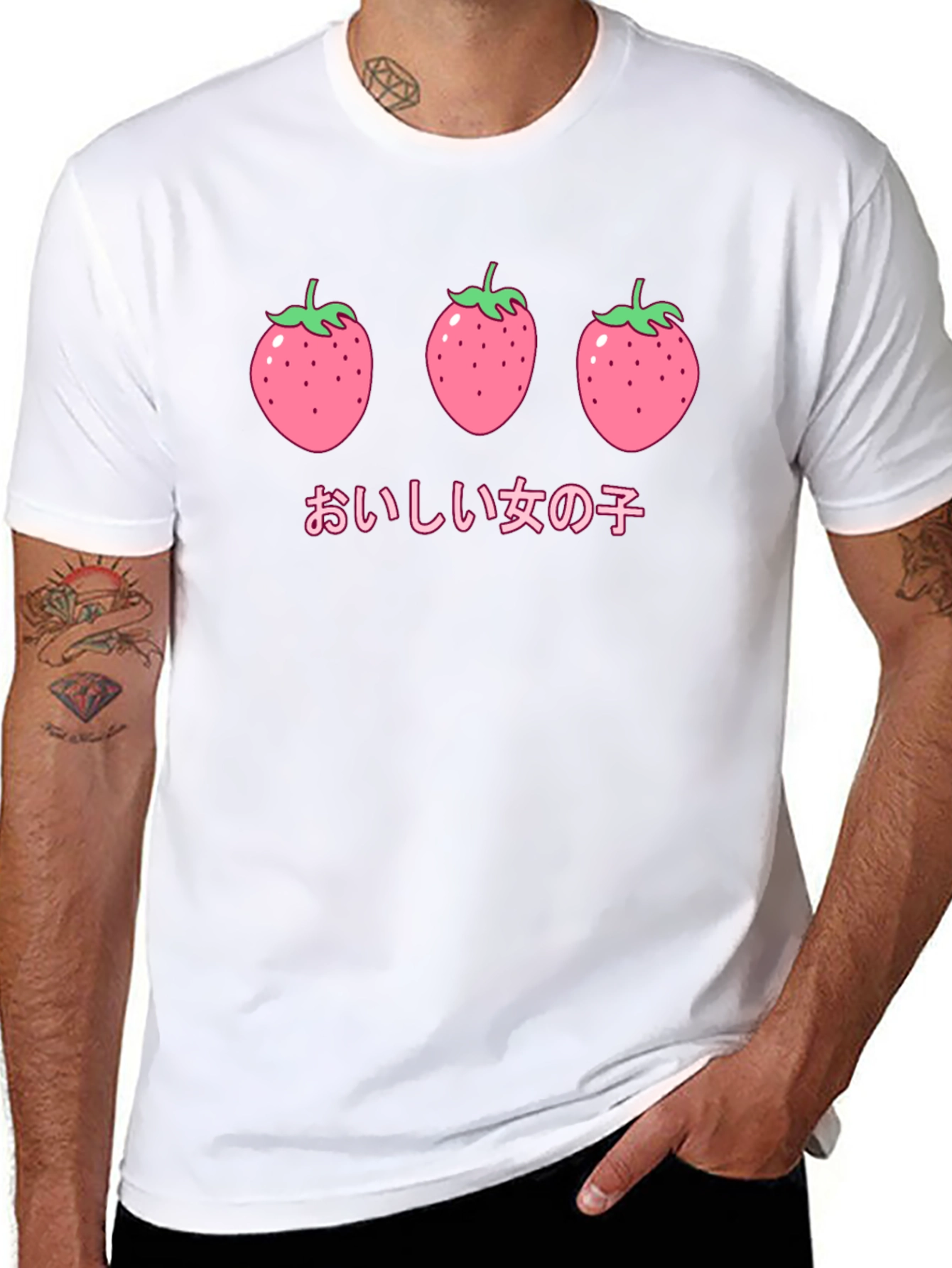 Strawberry Anime Graphic Black T-Shirt