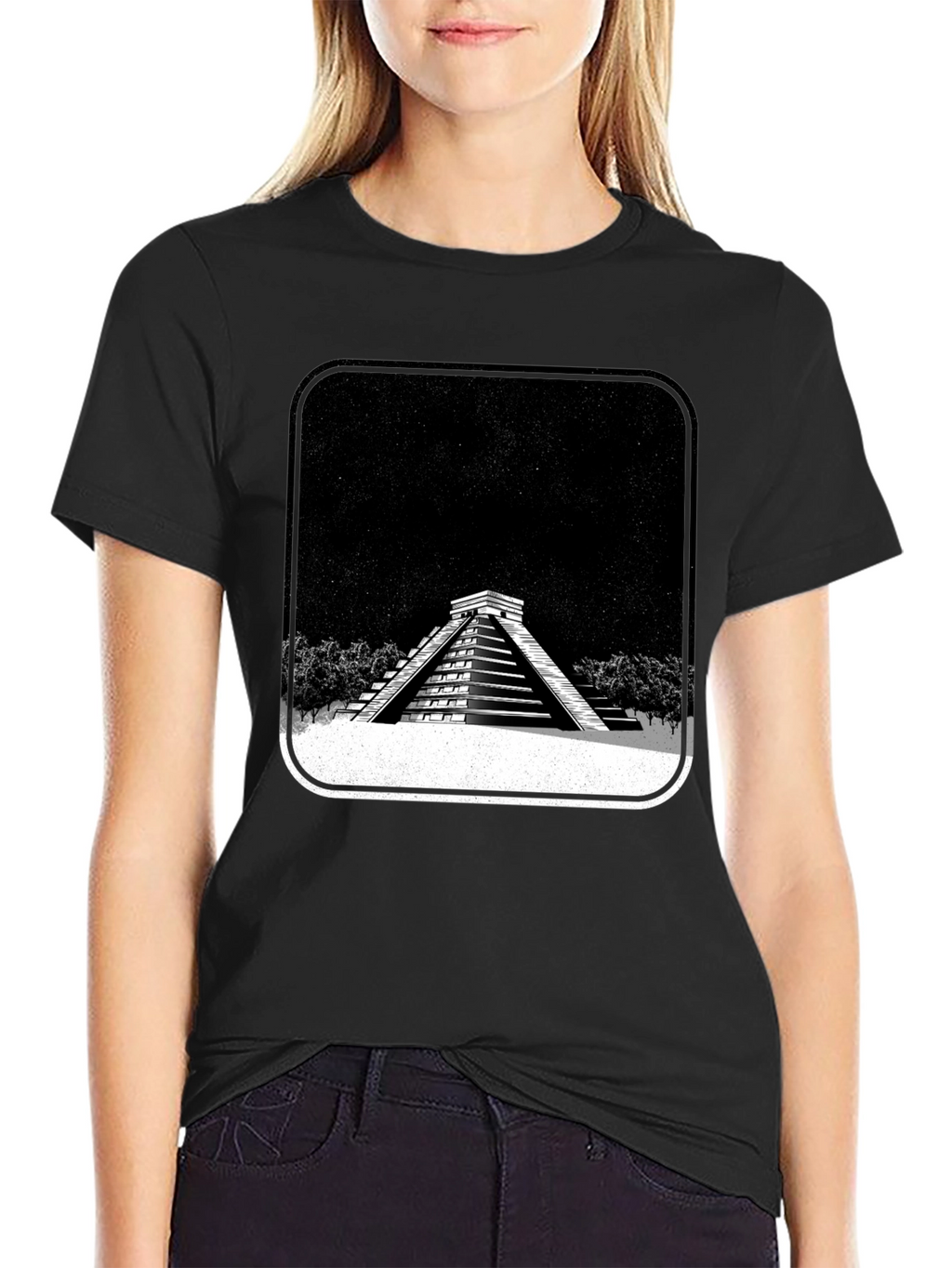 Mayan Pyramid Graphic Tee - Black Unisex T-Shirt