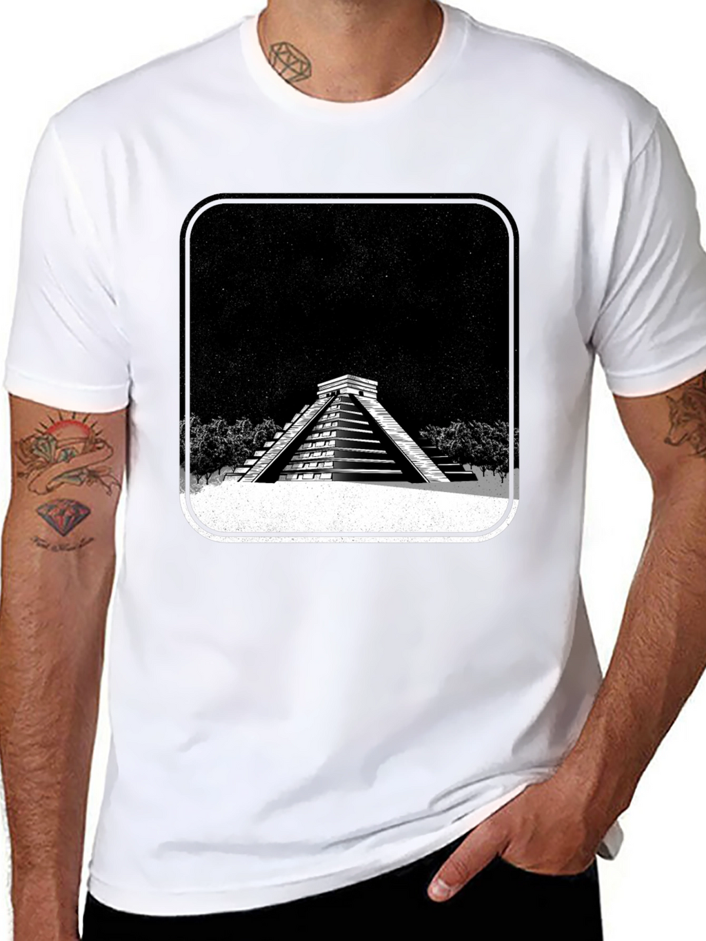 Mayan Pyramid Graphic Tee - Black Unisex T-Shirt