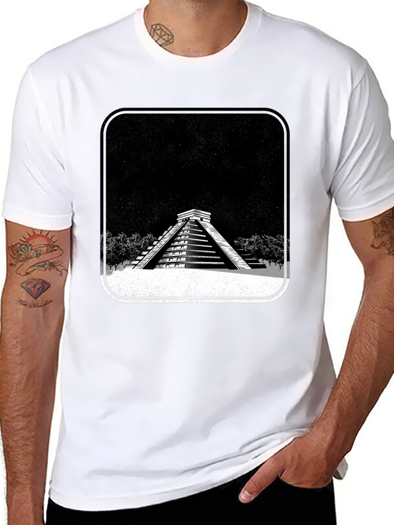 Mayan Pyramid Graphic Tee - Black Unisex T-Shirt