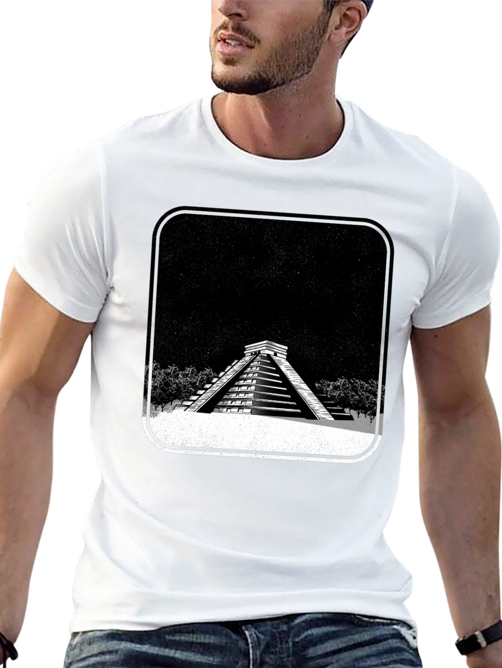 Mayan Pyramid Graphic Tee - Black Unisex T-Shirt