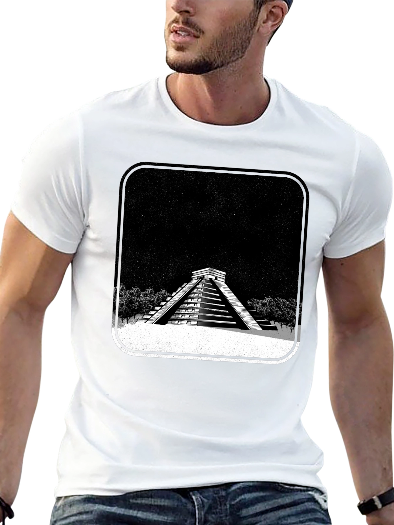 Mayan Pyramid Graphic Tee - Black Unisex T-Shirt