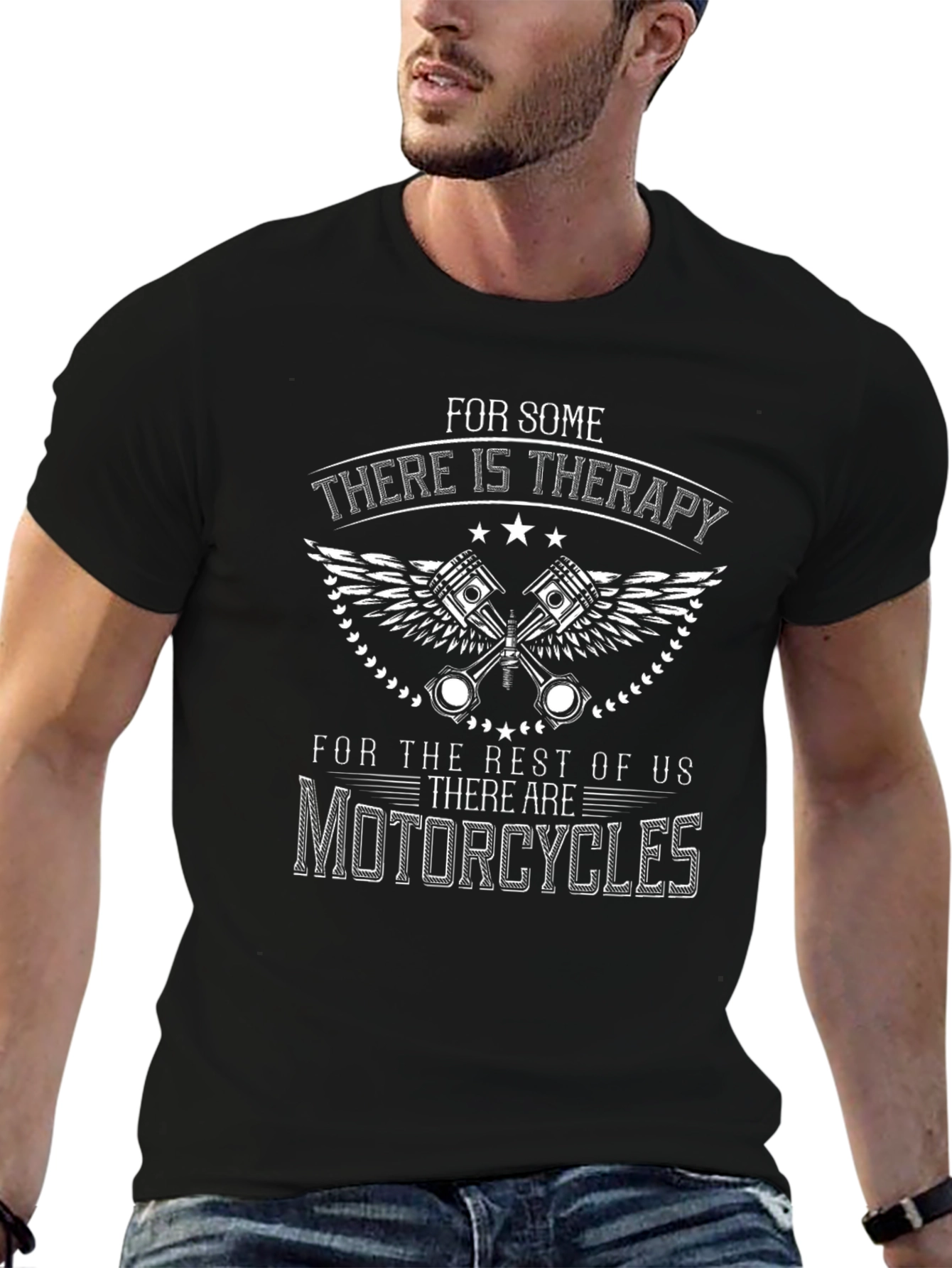 Motorcycle Therapy Black Graphic T-Shirt