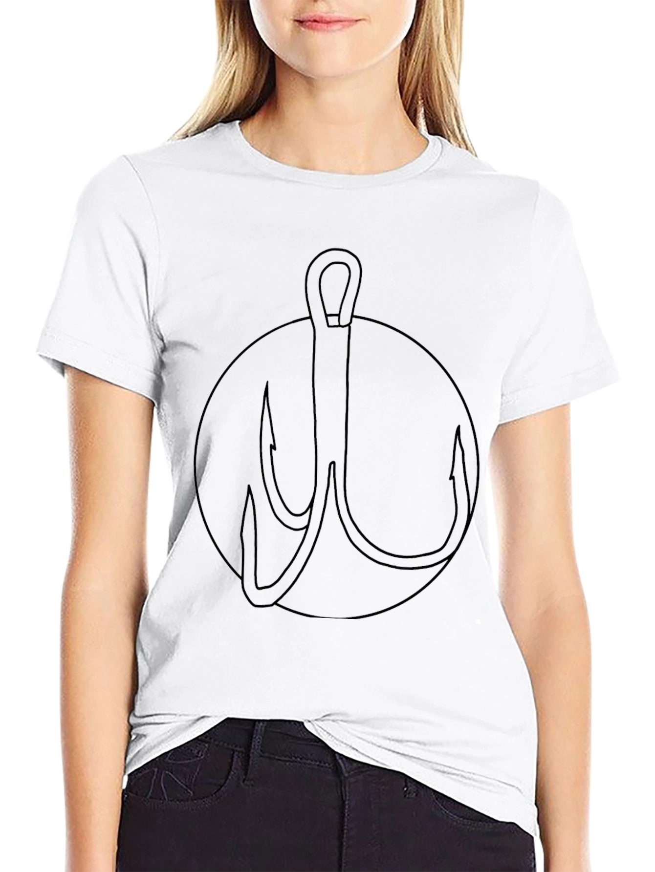 Fishing Hook Graphic Tee - Black Cotton T-Shirt