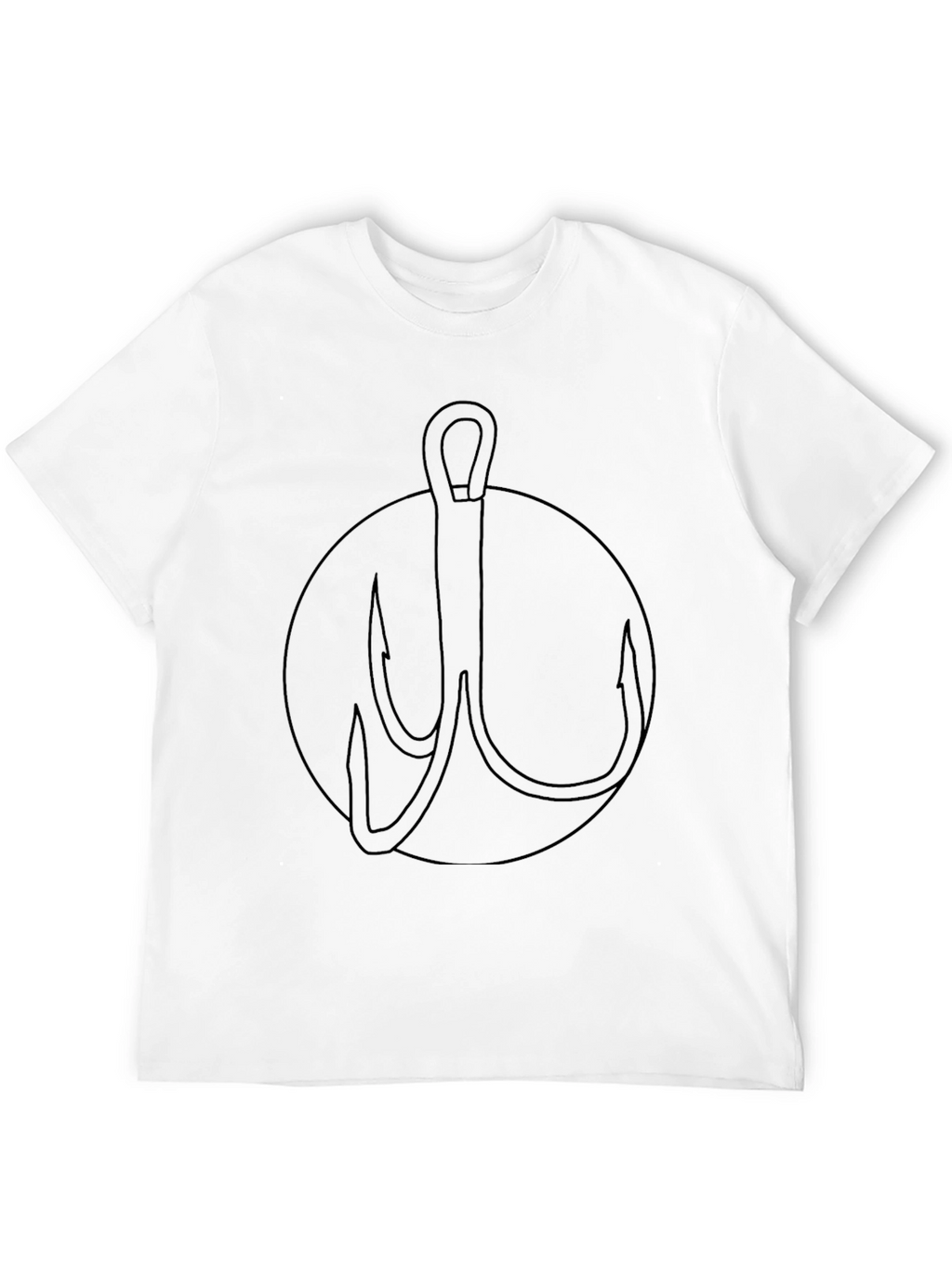 Fishing Hook Graphic Tee - Black Cotton T-Shirt