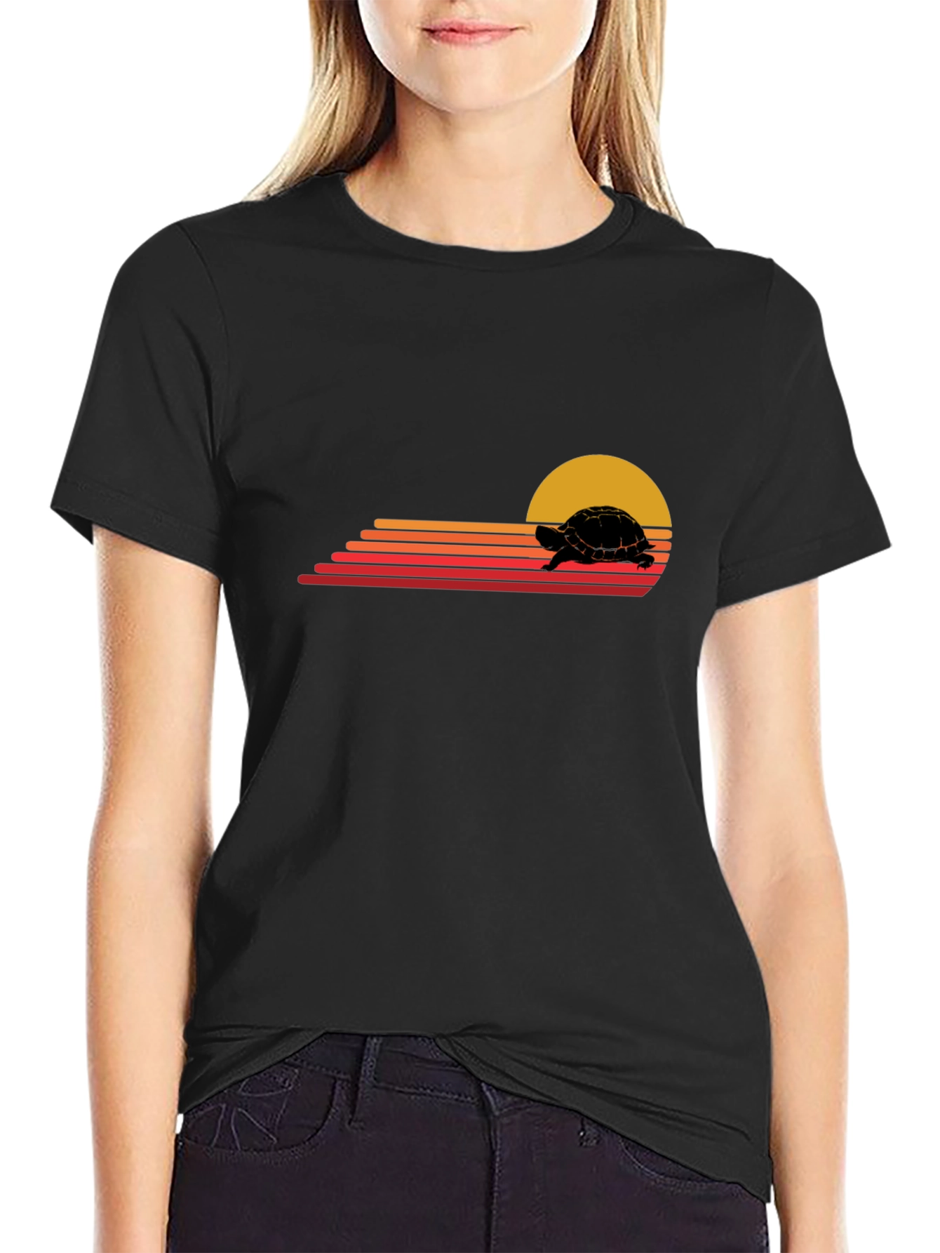 Retro Turtle Sunset Graphic Tee