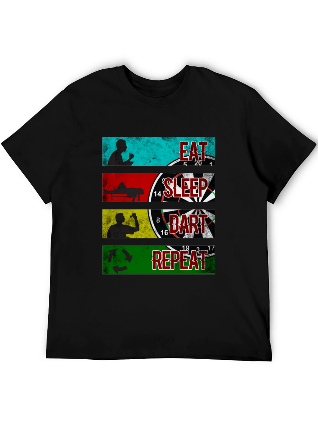 Eat Sleep Dart Repeat Graphic Tee - Black