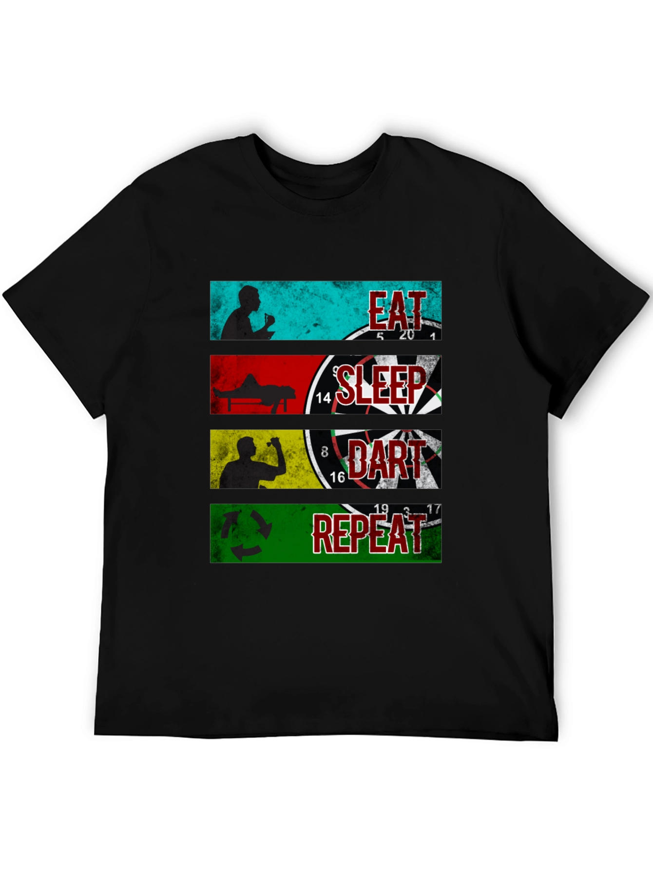 Eat Sleep Dart Repeat Graphic Tee - Black