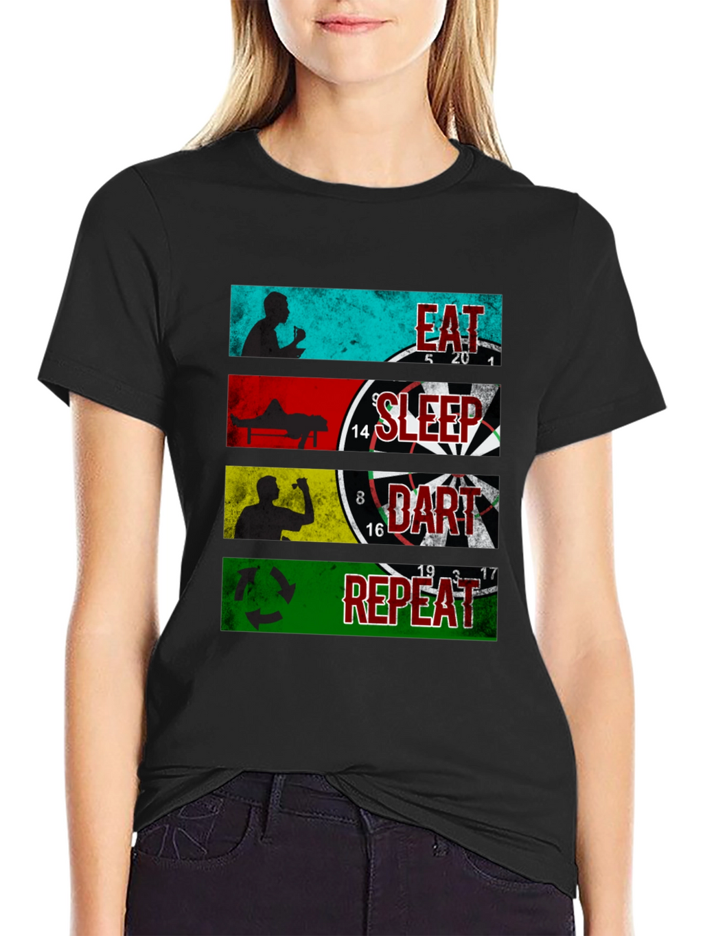 Eat Sleep Dart Repeat Graphic Tee - Black