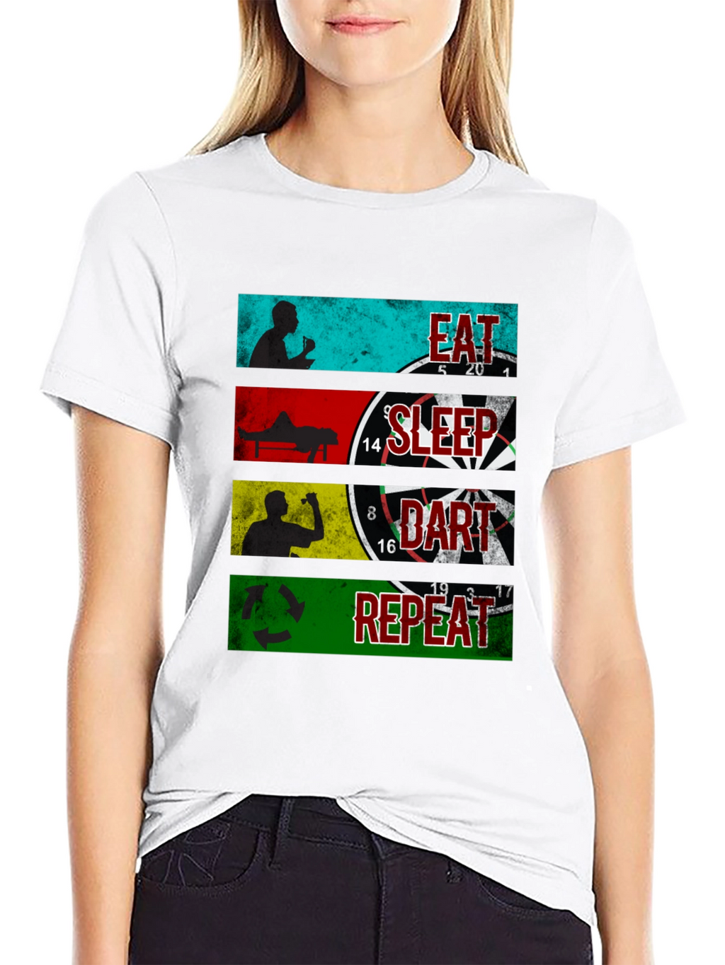 Eat Sleep Dart Repeat Graphic Tee - Black
