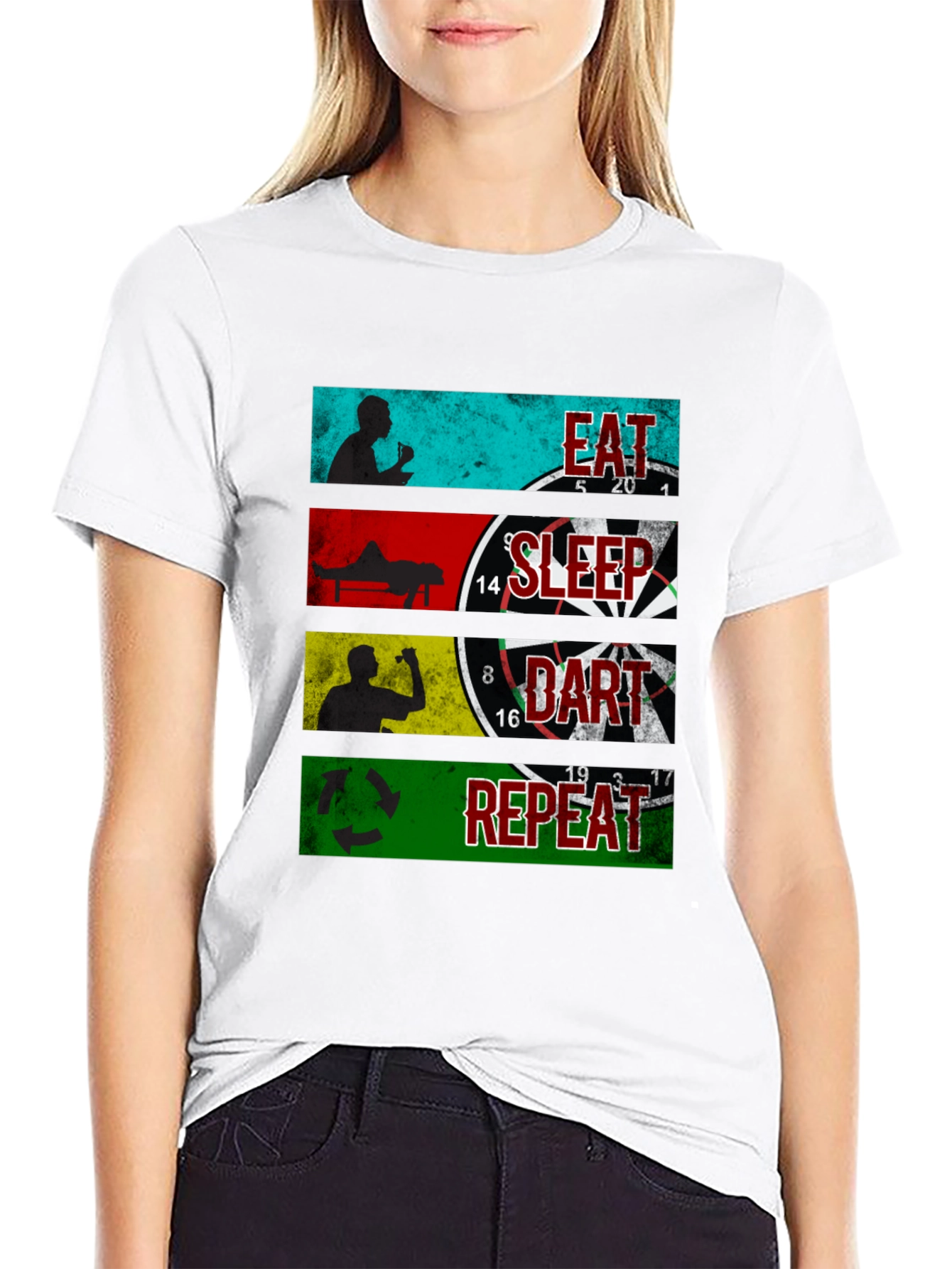 Eat Sleep Dart Repeat Graphic Tee - Black