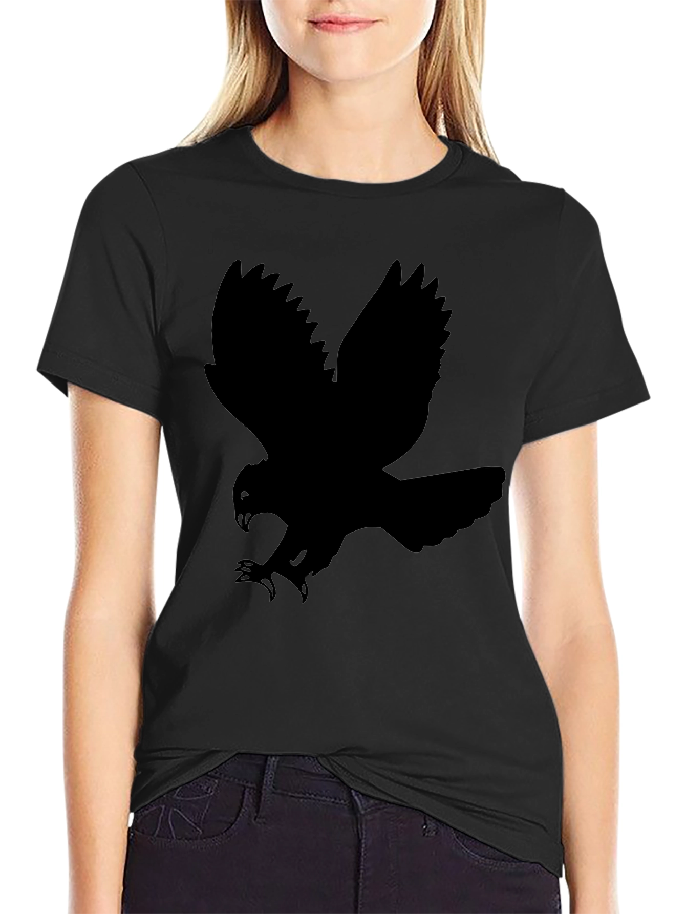 Mens Black T-Shirt - Abstract Bird Graphic