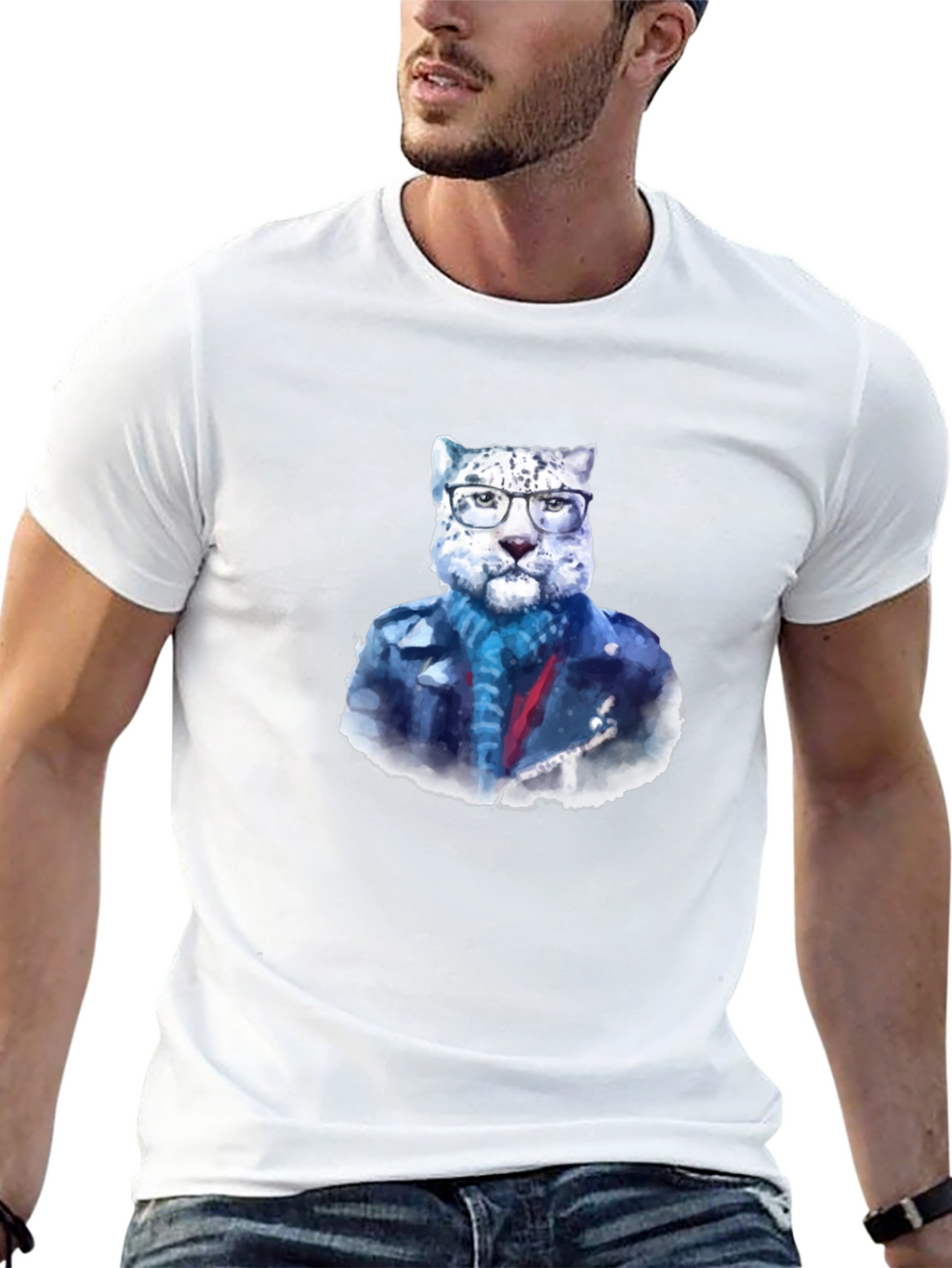 Cool Cat Tee - Leopard in Glasses T-Shirt