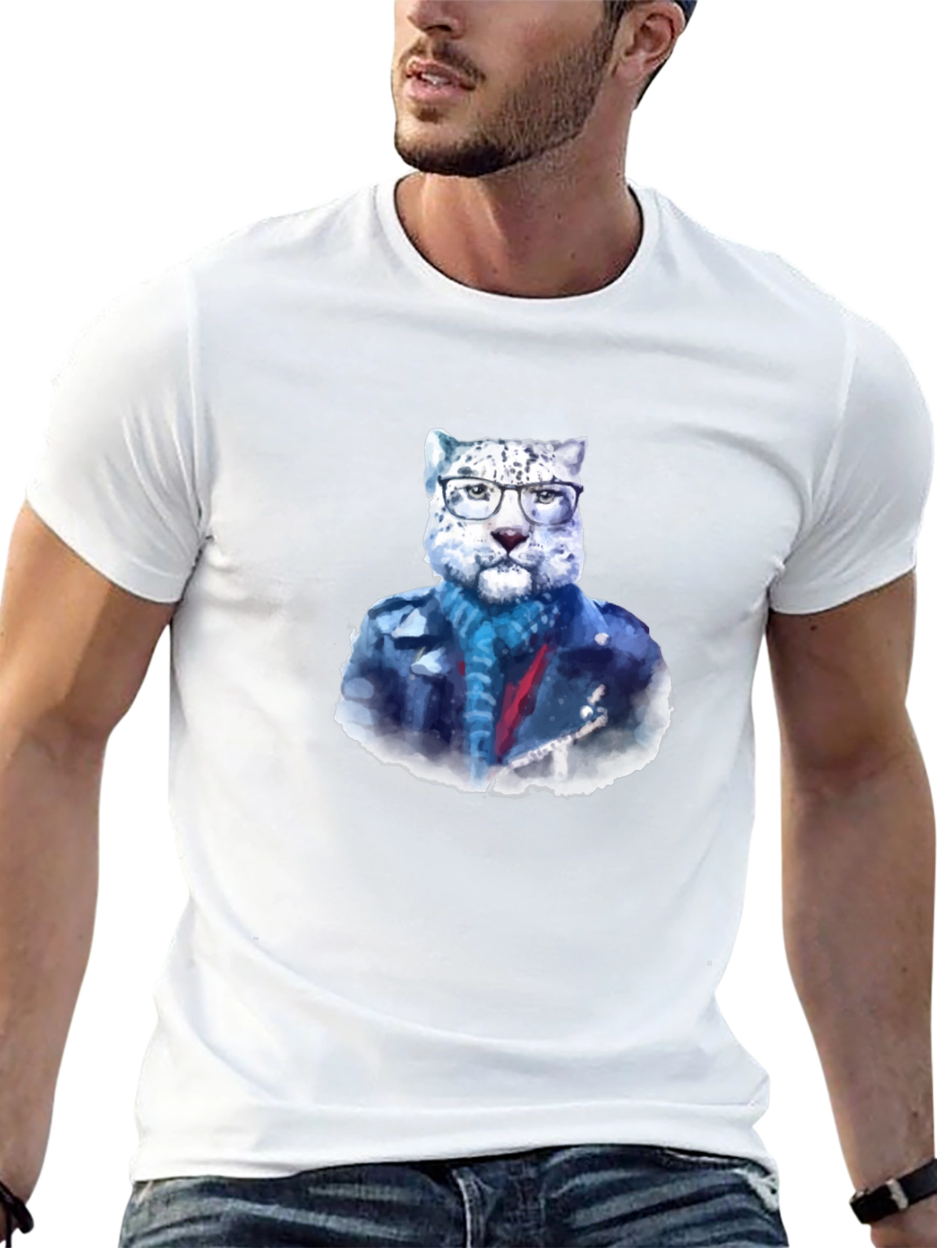 Cool Cat Tee - Leopard in Glasses T-Shirt