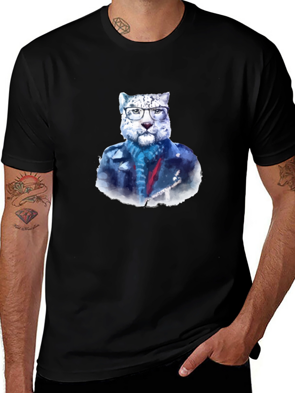 Cool Cat Tee - Leopard in Glasses T-Shirt