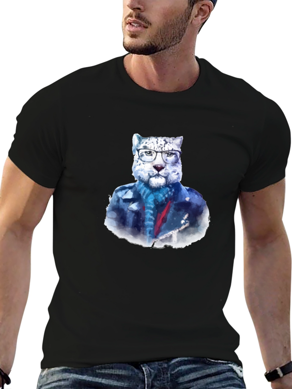 Cool Cat Tee - Leopard in Glasses T-Shirt