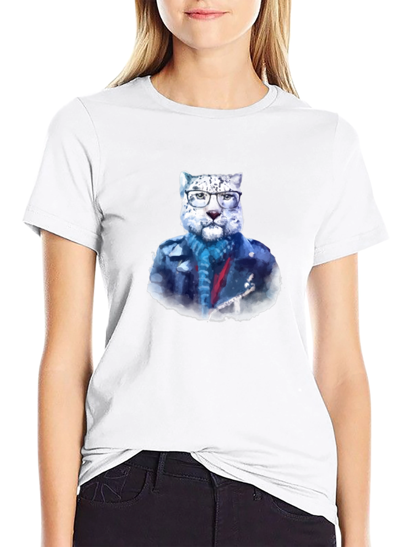 Cool Cat Tee - Leopard in Glasses T-Shirt