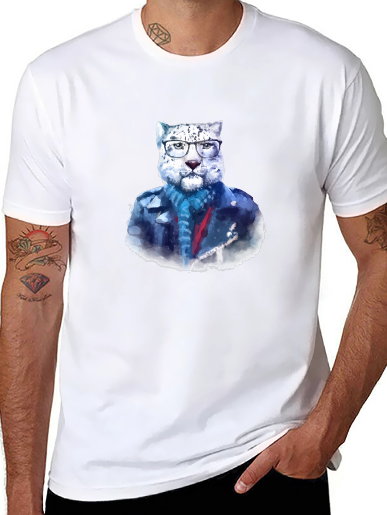 Cool Cat Tee - Leopard in Glasses T-Shirt