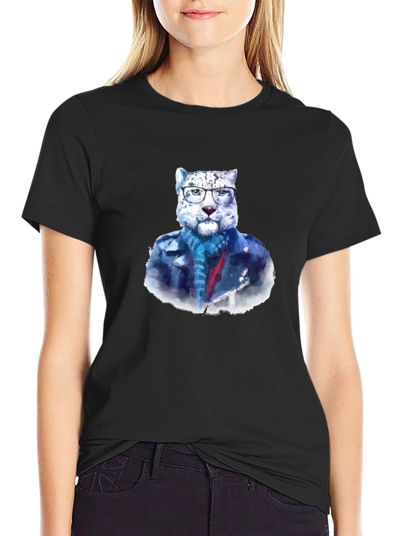 Cool Cat Tee - Leopard in Glasses T-Shirt