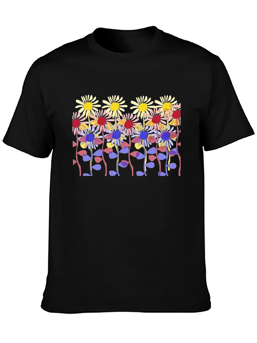 Floral Print Black Tee