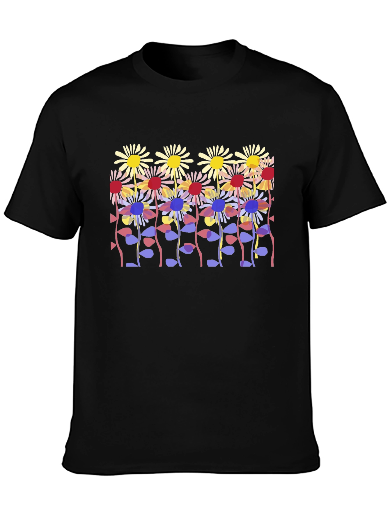 Floral Print Black Tee