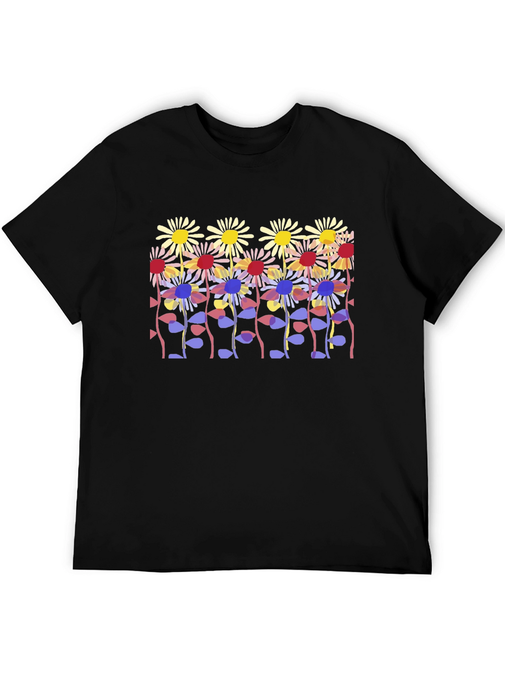 Floral Print Black Tee