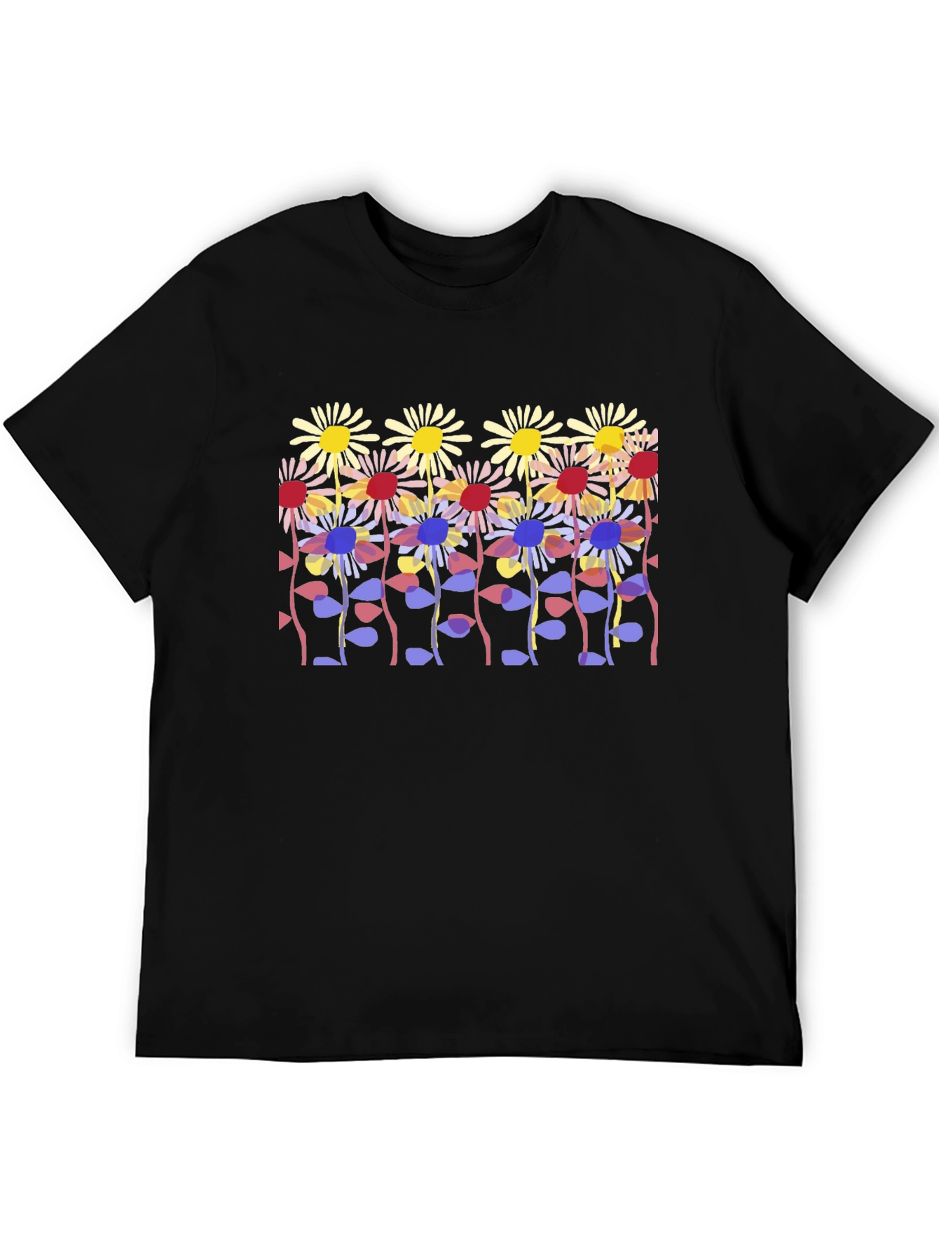 Floral Print Black Tee