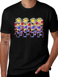 Floral Print Black Tee