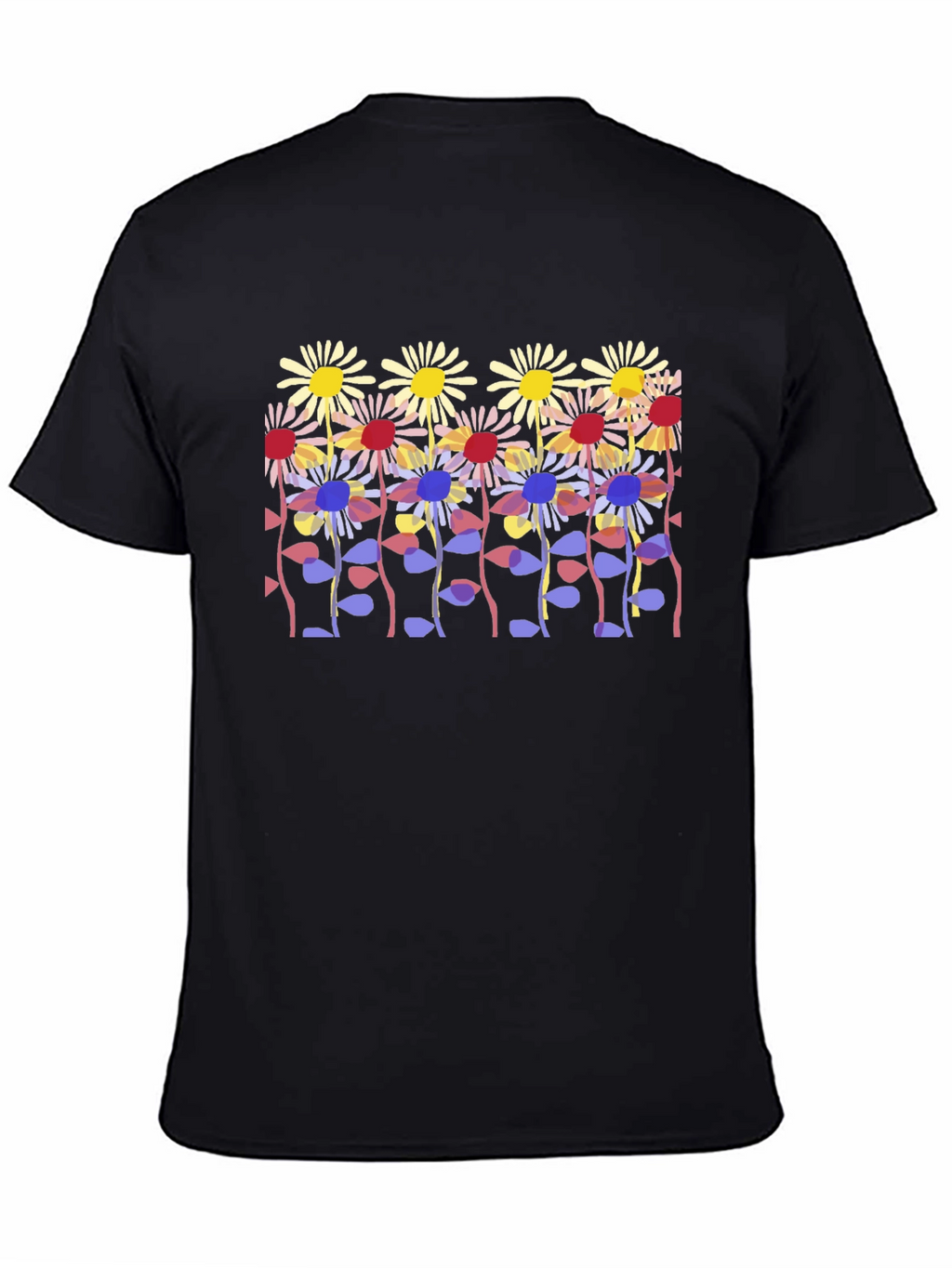Floral Print Black Tee