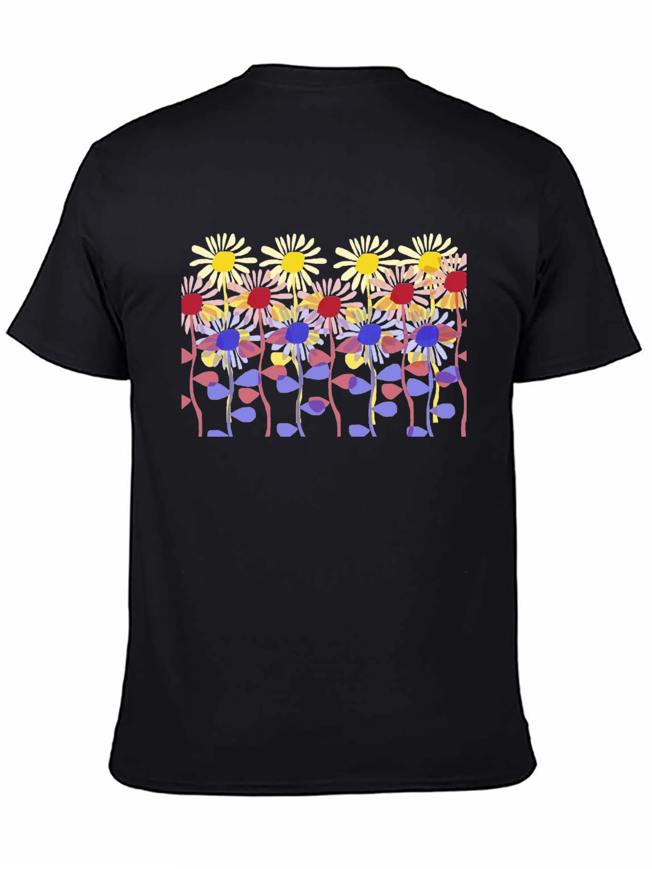 Floral Print Black Tee