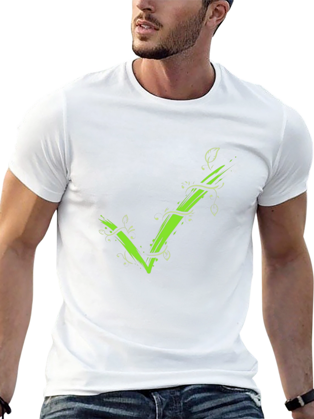 Green Vine Checkmark Tee - Eco-Friendly Style