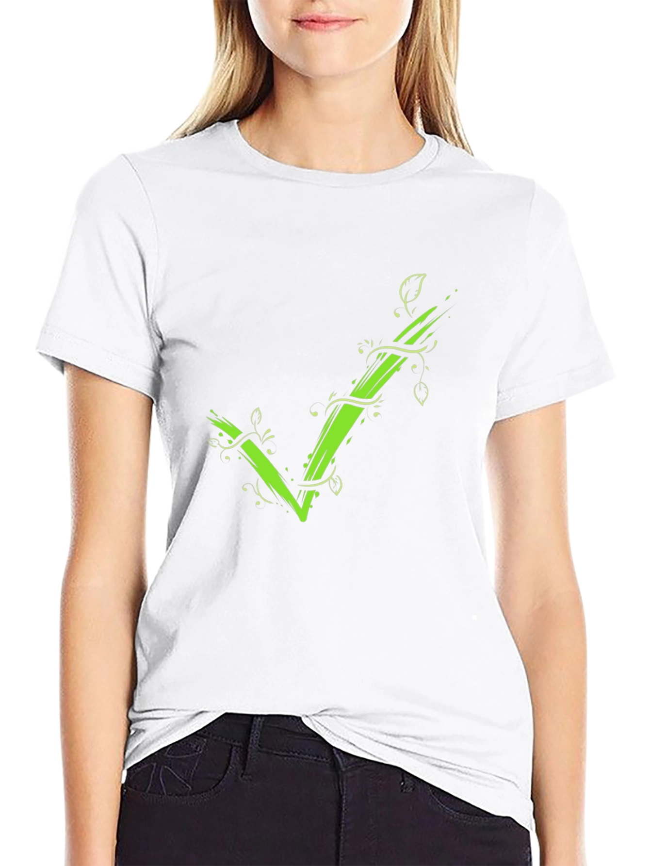 Green Vine Checkmark Tee - Eco-Friendly Style