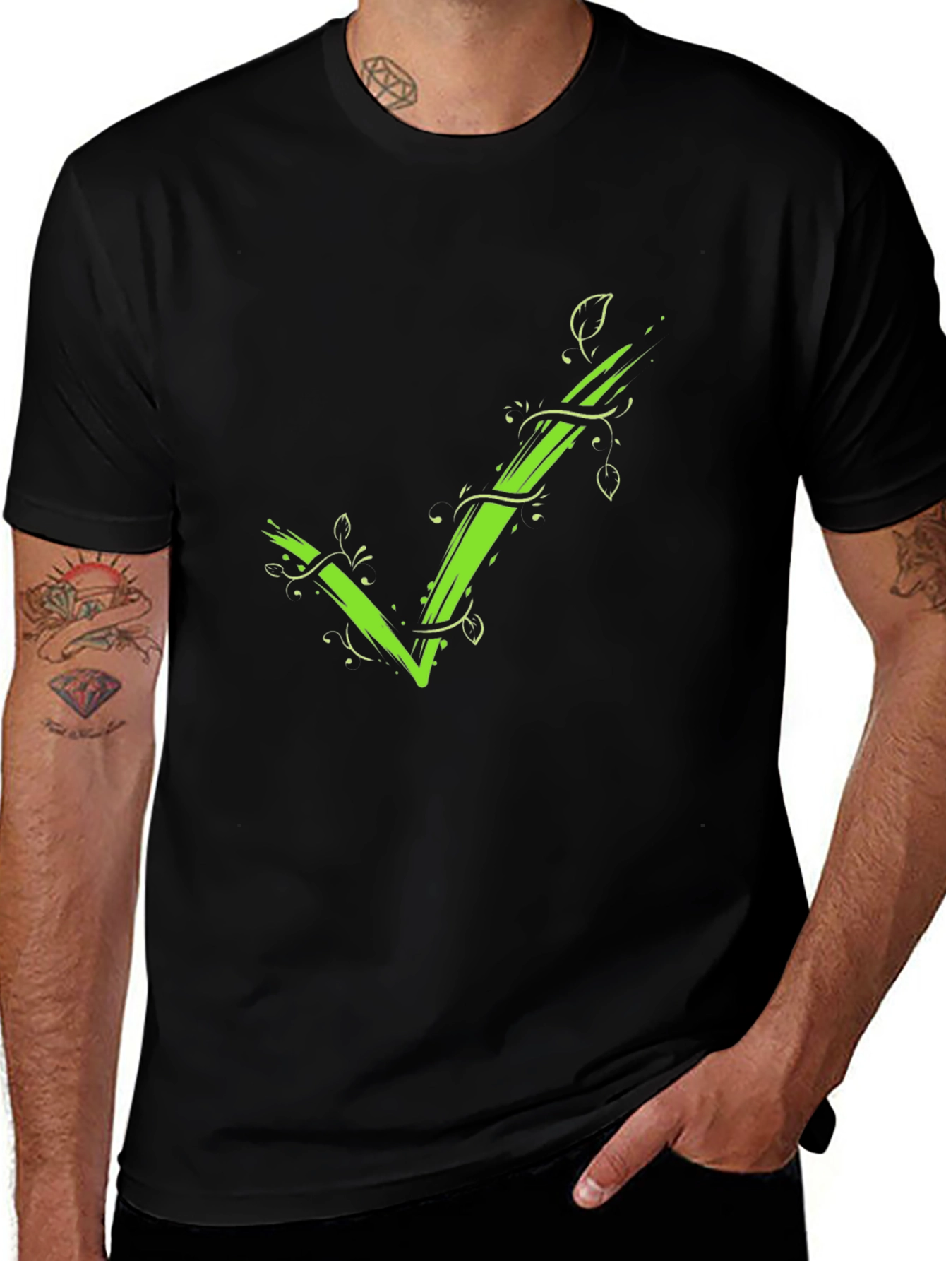 Green Vine Checkmark Tee - Eco-Friendly Style