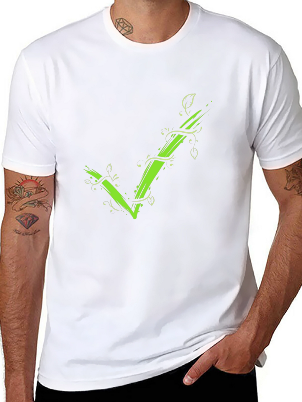 Green Vine Checkmark Tee - Eco-Friendly Style