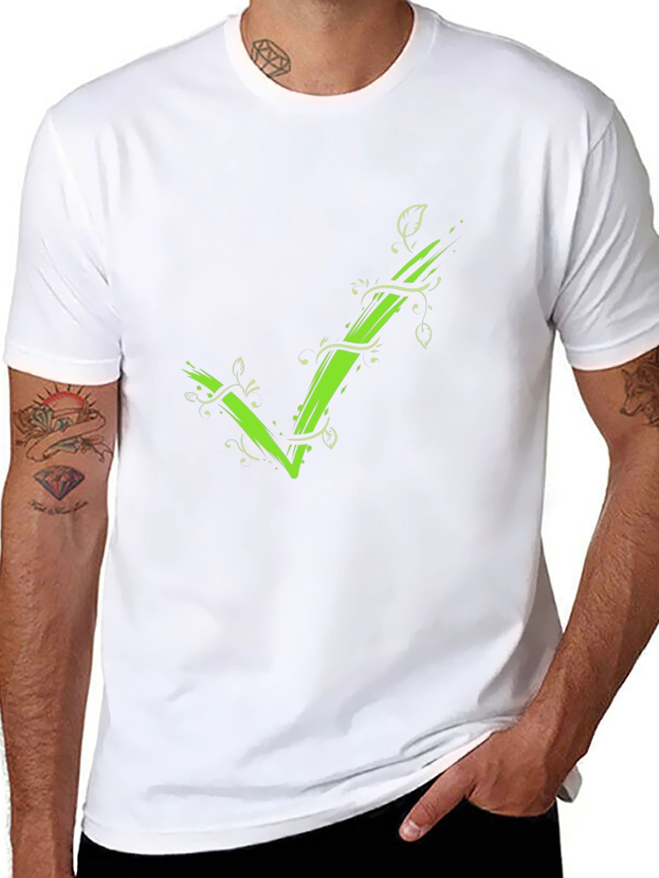 Green Vine Checkmark Tee - Eco-Friendly Style