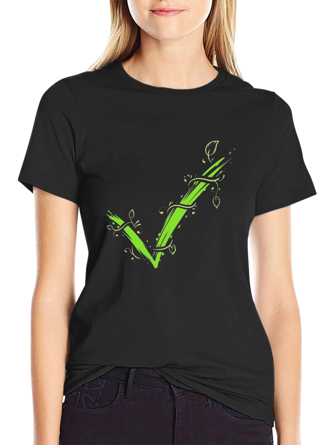 Green Vine Checkmark Tee - Eco-Friendly Style