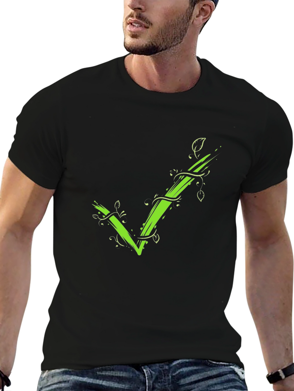 Green Vine Checkmark Tee - Eco-Friendly Style