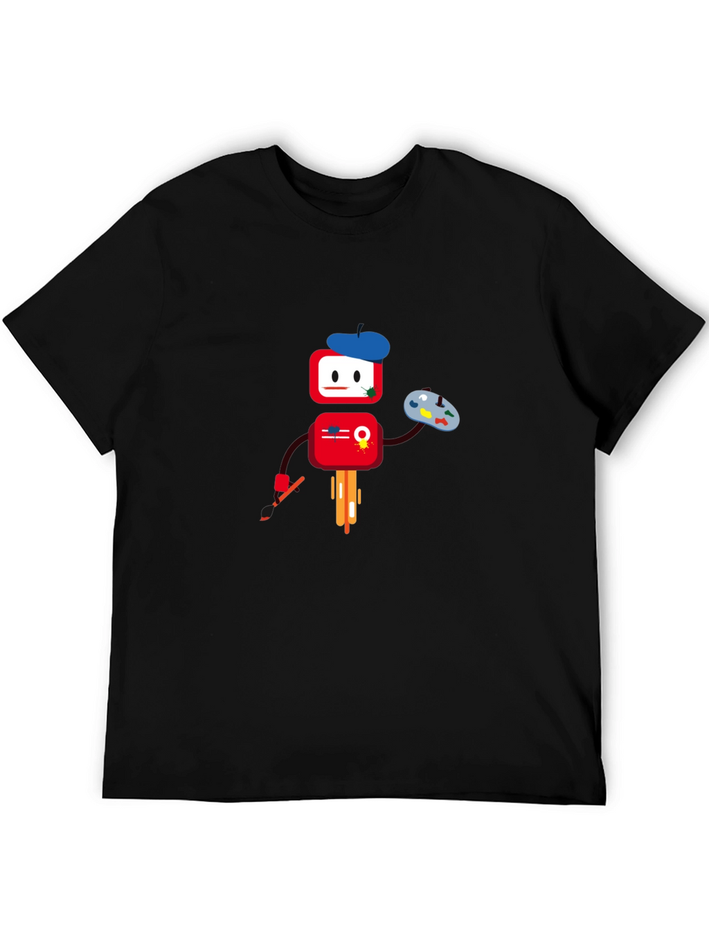 Artistic Robot Graphic T-Shirt - Black