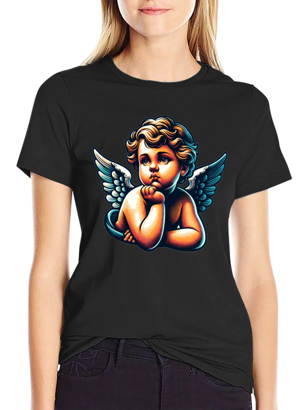Cherub Angel Graphic Tee - Classic Black T-Shirt