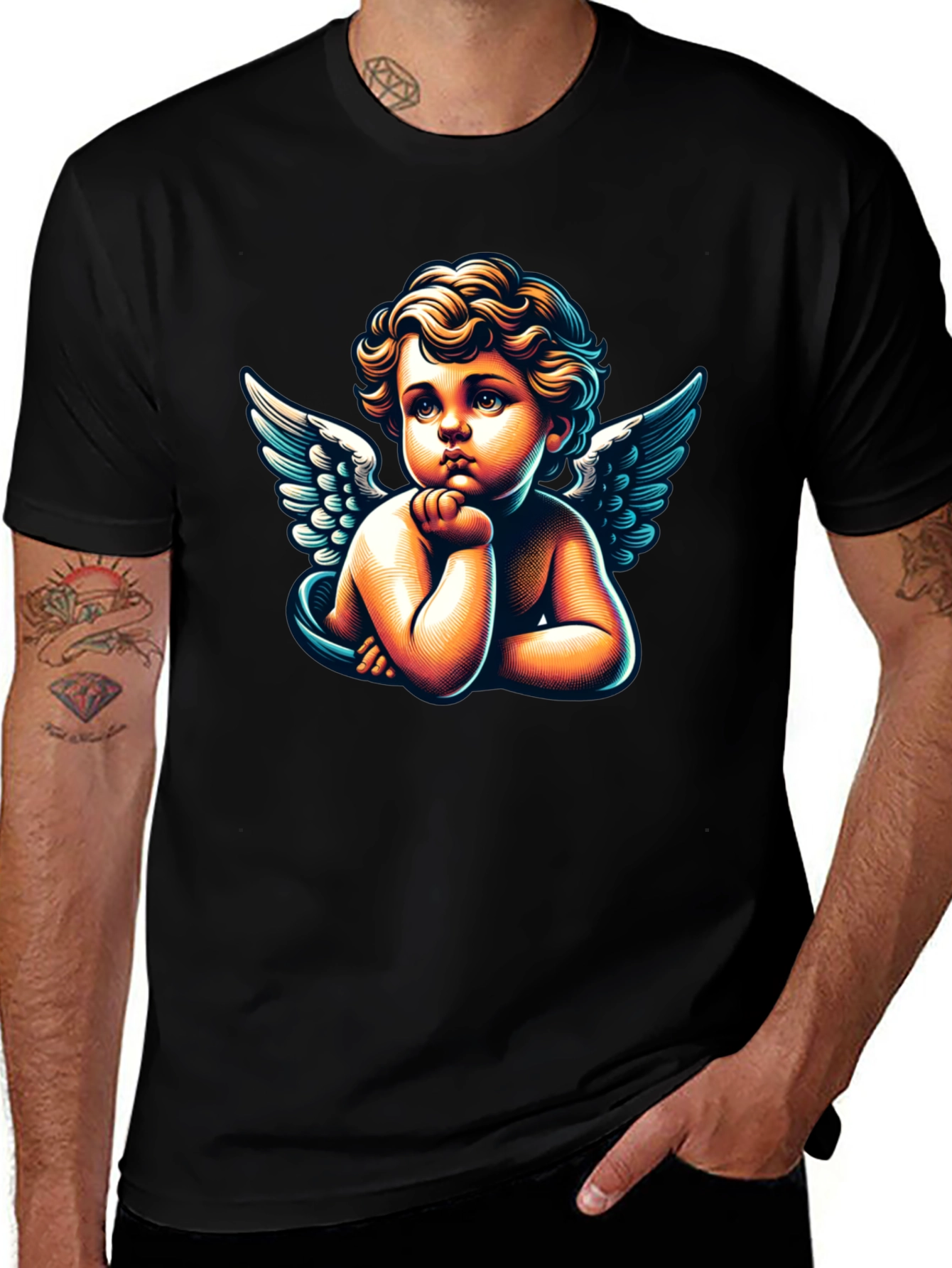 Cherub Angel Graphic Tee - Classic Black T-Shirt
